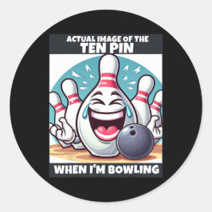 Grappige Heren Dames Kinderen Tien Pin Lachend Als Ronde Sticker