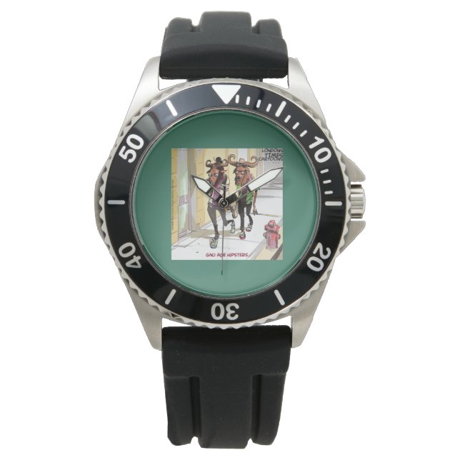 Grappige Heren Rubber Gnoe Leeftijd Hipster Horlog Horloge (Voorkant)