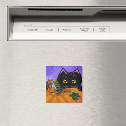 Grappige Herfst Black Cat Mouse Pumpkin Creationar Magneet (Insitu (Vaatwasser))