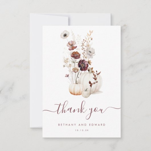 Grappige herfst bloemenbruiloft bedankkaart (Voorkant)