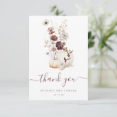 Grappige herfst bloemenbruiloft bedankkaart (Staand voorkant)