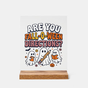 Grappige Herfst Halloween Leraar Geest Richtingen Acryl Bord