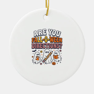 Grappige Herfst Halloween Leraar Geest Richtingen  Keramisch Ornament