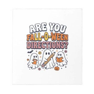 Grappige Herfst Halloween Leraar Geest Richtingen  Notitieblok