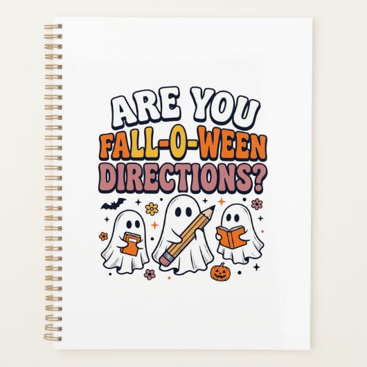 Grappige Herfst Halloween Leraar Geest Richtingen Planner (Voorkant)