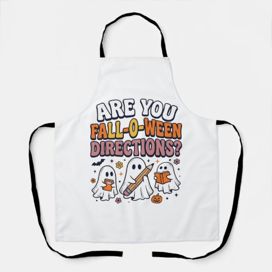 Grappige Herfst Halloween Leraar Geest Richtingen Schort (Voorkant)