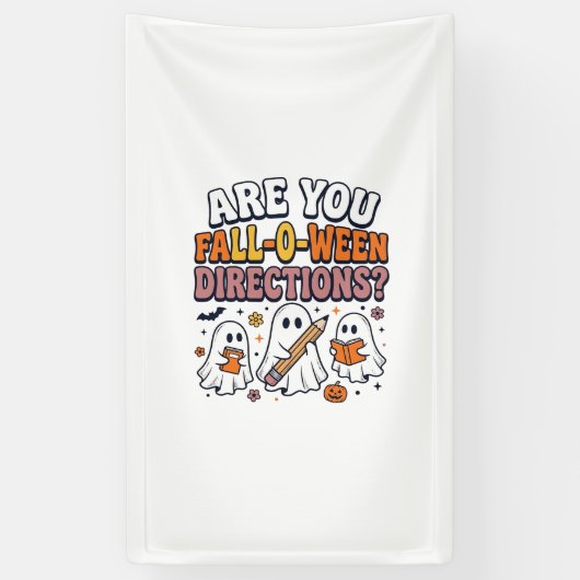 Grappige Herfst Halloween Leraar Geest Richtingen Spandoek (Verticaal)