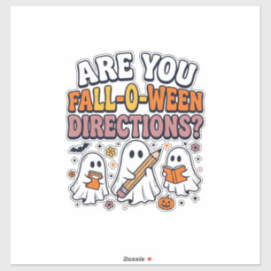 Grappige Herfst Halloween Leraar Geest Richtingen  Sticker
