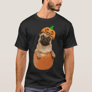 Grappige Herfst Halloween Pompoen Pug Hond Puppy T-shirt