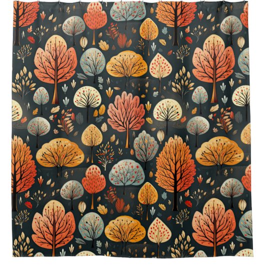 Grappige herfst herfst- en bladeren patroon douchegordijn (Voorkant)