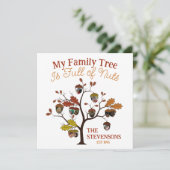 Grappige Herfst Photo Family Tree is vol met noten (Staand voorkant)