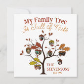 Grappige Herfst Photo Family Tree is vol met noten (Voorkant)