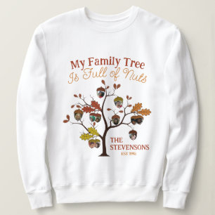 Grappige Herfst Photo Family Tree is vol met noten Trui