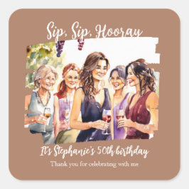 Grappige Herfst wijnproeverij 50ste verjaardag van Vierkante Sticker