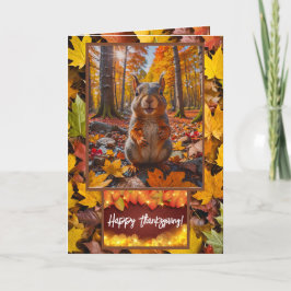 Grappige herfsteekhoorn Thanksgiving Kaart