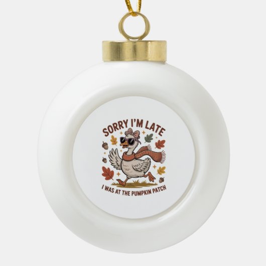 Grappige herfstgans keramische bal ornament (Voorkant)