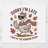 Grappige herfstgans sparkling wijnetiket (Enkel label)