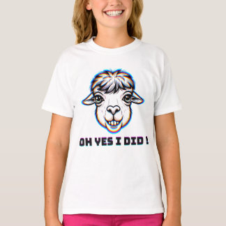 Grappige Herkenbare Lama Glitch Kunst Oh Ja Ik Heb T-shirt