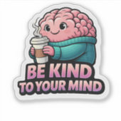 Grappige Hersen Koffie Mentale Gezondheid Sticker (Voorkant)