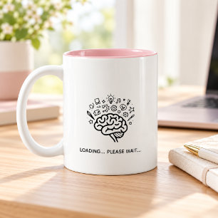 Grappige Hersenen Laden Even Geduld Koffiemok Tweekleurige Koffiemok
