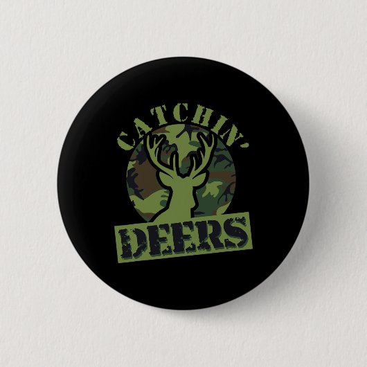 Grappige herten vangen ronde button 5,7 cm (Voorkant)