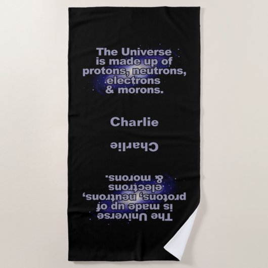 Grappige "Het Universum" aangepaste naam handdoek (Voorkant)