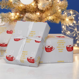 Grappige hete chocolademelk en vakantiepret festie cadeaupapier