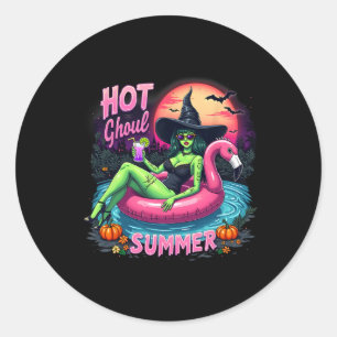 Grappige Hete Ghoul Zomer Summerween Sfeer Skelet Ronde Sticker