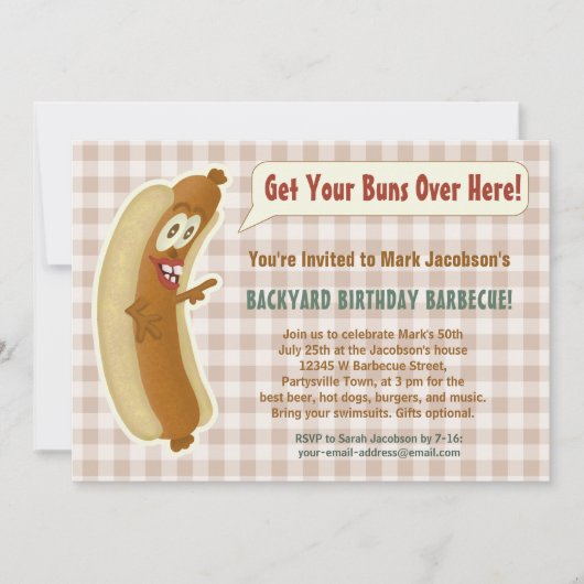 Grappige Hete Hond Barbecue Verjaardagsfeest Brood Kaart (Voorkant)
