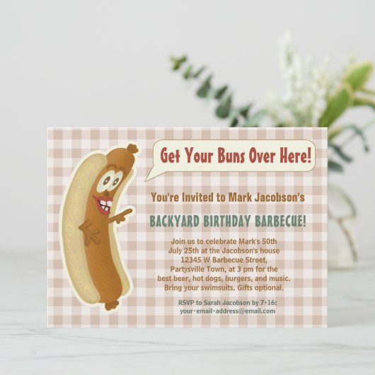 Grappige Hete Hond Barbecue Verjaardagsfeest Brood Kaart (Staand voorkant)