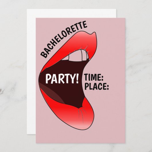 GRAPPIGE HETE RODE LIPPEN BACHELORETTE PARTY UITNO KAART (Voorkant / Achterkant)