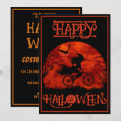 GRAPPIGE HEXE OP FIETS HALLOWEEN EVENEMENT KAART (Voorkant / Achterkant)