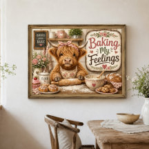 Grappige Highland Cow Farmhouse Bakkerij Keuken