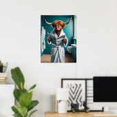 Grappige Highland Koe Badkamer Kunstprint Poster (Thuiskantoor)