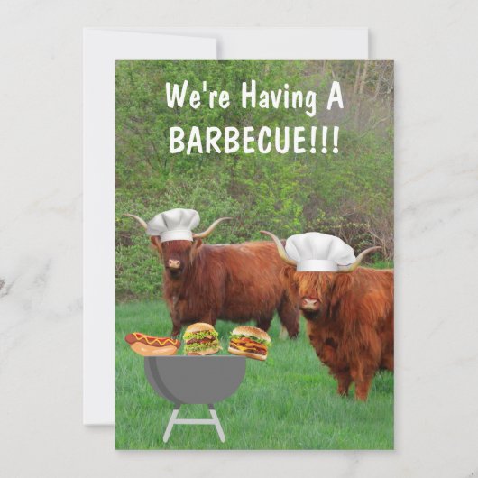Grappige Highland Koe Barbecue Kaart (Voorkant)