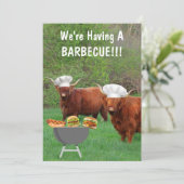 Grappige Highland Koe Barbecue Kaart (Staand voorkant)