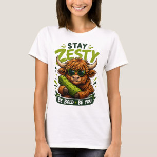 Grappige Highland Koe Blijf Zesty Grafisch T-shirt
