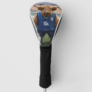 Grappige Highland Koe gekleed voor voetbal, Golfheadcover