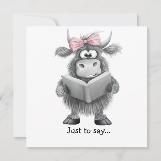 Grappige Highland Koe hand getekend om te zeggen Bedankkaart (Voorkant)