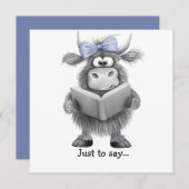 Grappige Highland Koe hand getekend om te zeggen Bedankkaart (Voorkant / Achterkant)