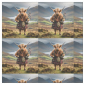 Grappige Highland Koe met doedelzak, Stof (Swatch)
