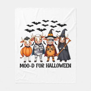 Grappige Highland Koe Moo-d voor Halloween Fleece Deken