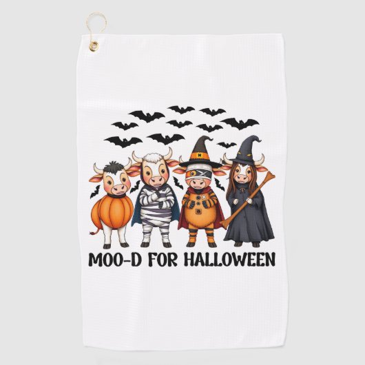 Grappige Highland Koe Moo-d voor Halloween Golfhanddoek (Voorkant)
