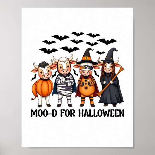 Grappige Highland Koe Moo-d voor Halloween Poster (Voorkant)