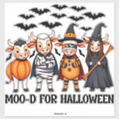 Grappige Highland Koe Moo-d voor Halloween Sticker (Vel)