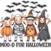 Grappige Highland Koe Moo-d voor Halloween Sticker (Voorkant)