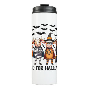 Grappige Highland Koe Moo-d voor Halloween Thermosbeker