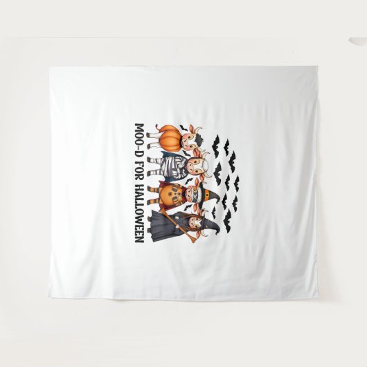 Grappige Highland Koe Moo-d voor Halloween Wandkleed (Voorkant (horizontaal))