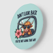 Grappige Highland Koe Retro Westerne Motivatie kun Grote Klok (Hoek)