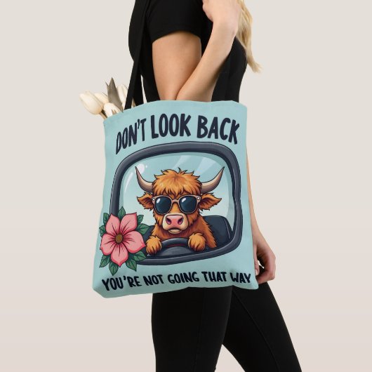 Grappige Highland Koe Retro Westerne Motivatie kun Tote Bag (Dichtbij)